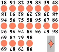 сумма чисел в каждой колоде 1980